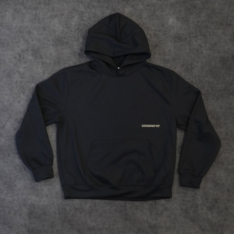 Black "Finish Line" Boxy Hoodie