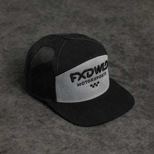 Black & Gray 7 Panel Trucker Hat